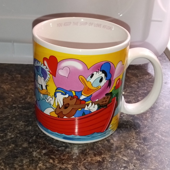 VINTAGE 1987 Disney Donald Duck & Daffy Duck Valentines Mug Love Quote Mug - Picture 5 of 12